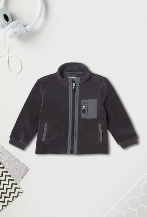 Boys Solid High Neck Jacket