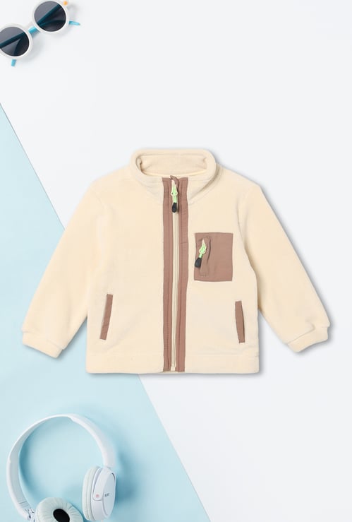 Boys Solid High Neck Jacket