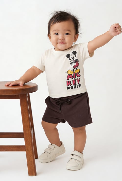 Boys Mickey Print Shorts Set