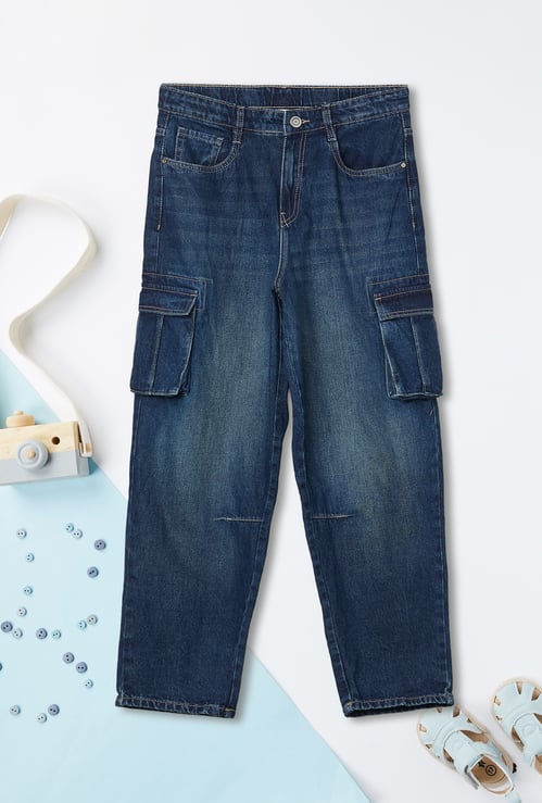 Boys Washed Cargo Jeans