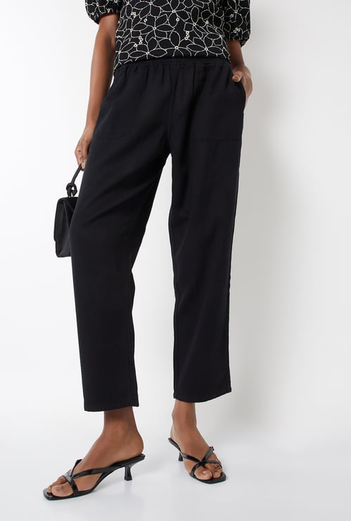 Women Textured Peg Trousers
