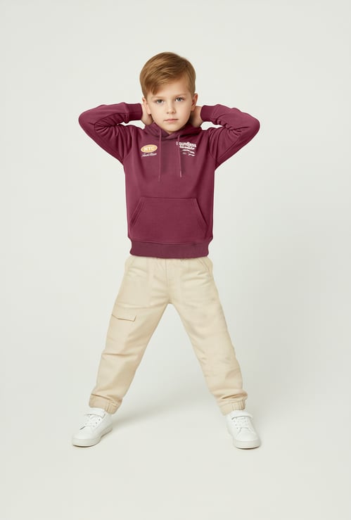 Boys Printed Oversized Hooded Sweatshirt