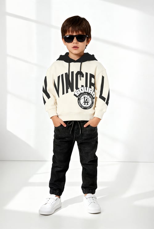 Boys Printed Hooded Oversized Sweatshirt