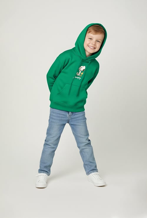 Boys Snoopy Printed Oversized Hooded Sweatshirt