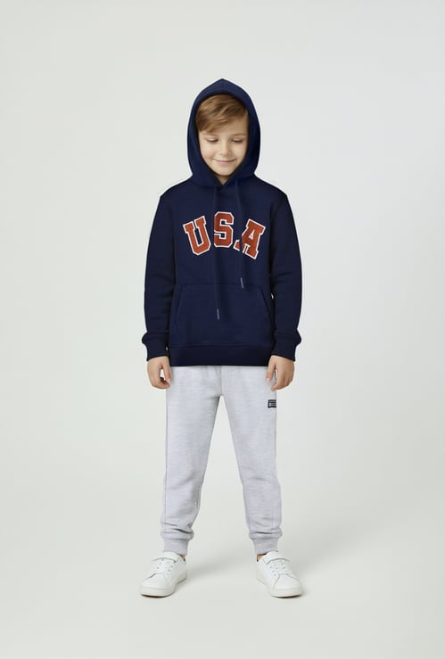 Boys Applique Oversized Hooded Sweatshirt