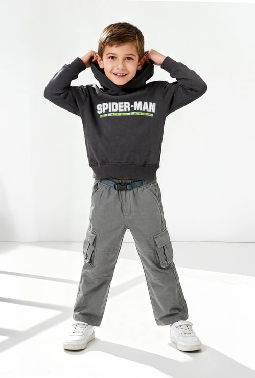 Boys Spiderman Print Oversized Hooded Sweatshirt