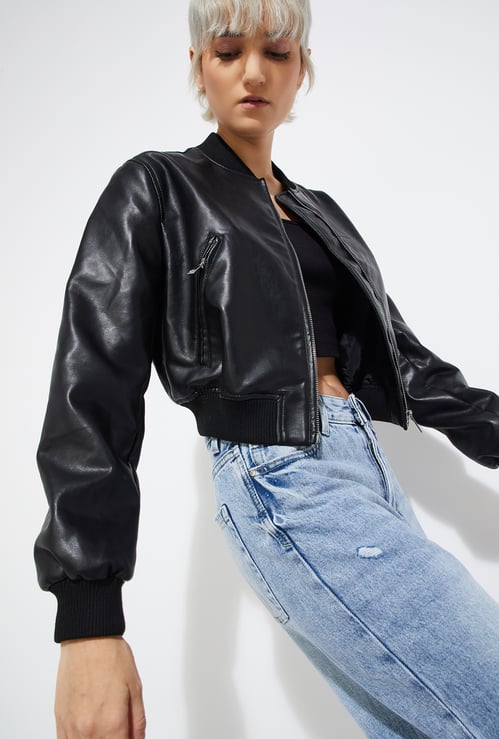 ALAYA F x URB_N Women Solid Biker Jacket