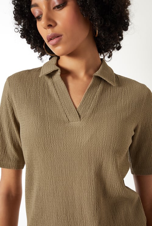 Women Textured Polo T-shirt