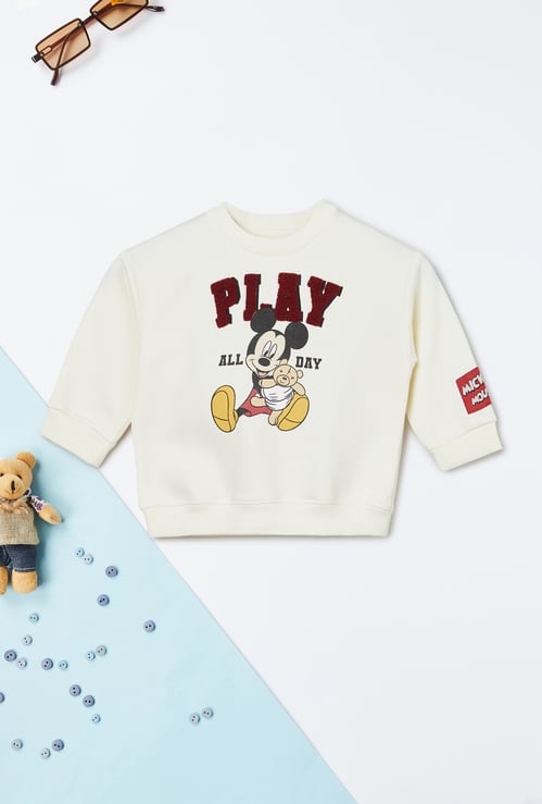 Boys Micky Mouse Chennile Embroidered Sweatshirt