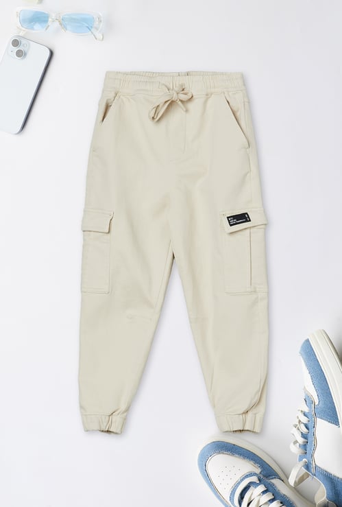 Boys Textured Cargo Joggers