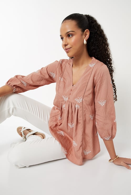 Women Embroidered A-line Tunic