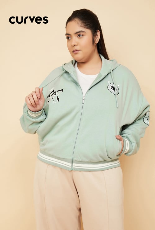 Women Chenille Embroidered Boxy Fit Jacket