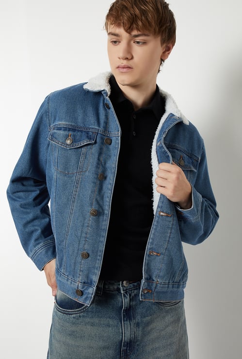 Men Washed Denim Jacket