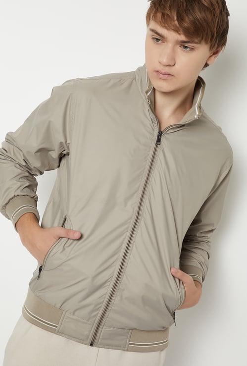 Men Solid Bomber Jacket