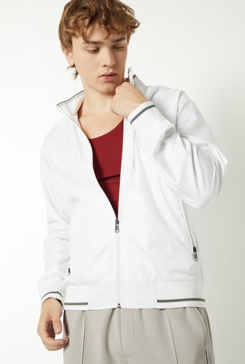 Men Solid Bomber Jacket