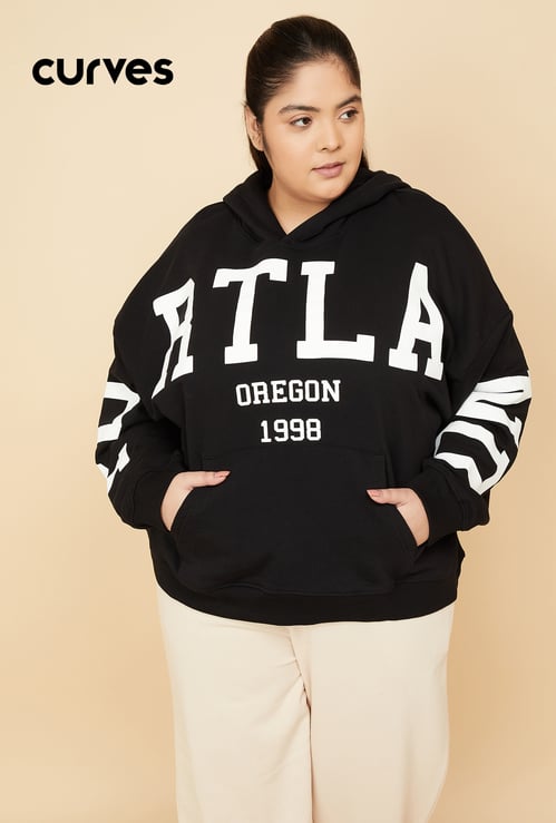 Women Printed Oversized Sports Sweatshirt