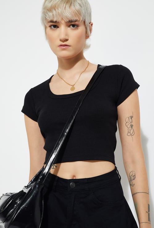 ALAYA F x URB_N Women Ribbed Crop T-shirt