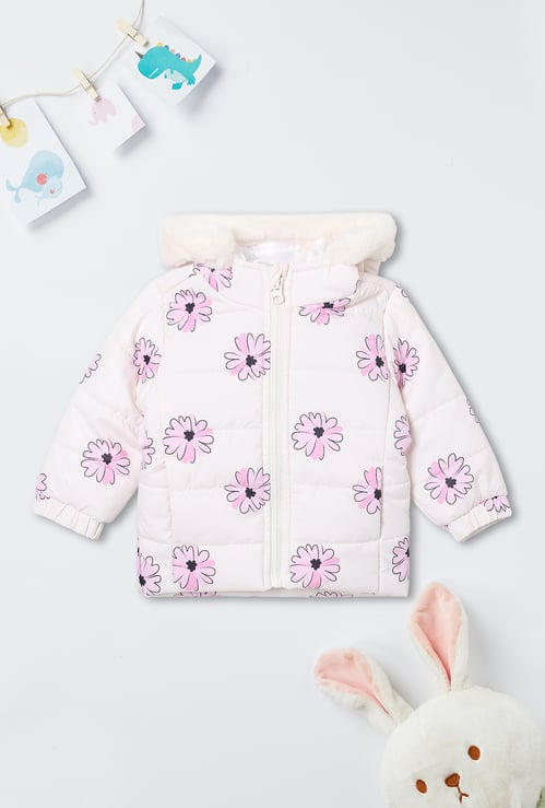 Girls Floral Print Padded Jacket