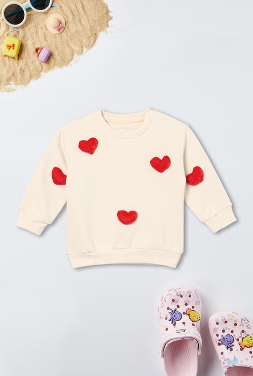 Girls Heart Applique Sweatshirt