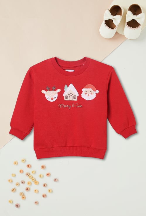 Girls Embroidered Santa Claus Sweatshirt