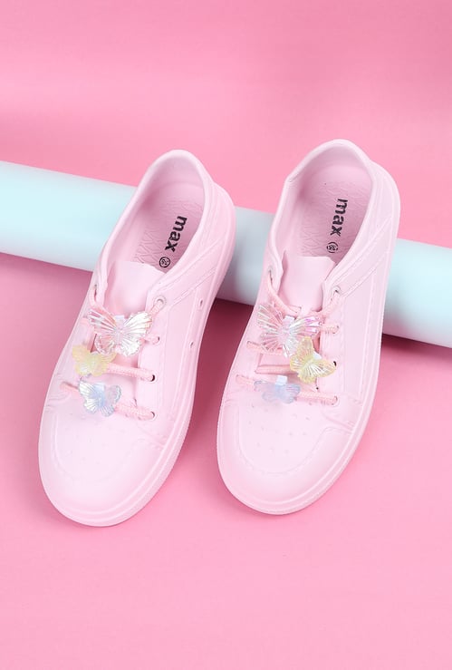 Girls Butterfly Applique Sneakers