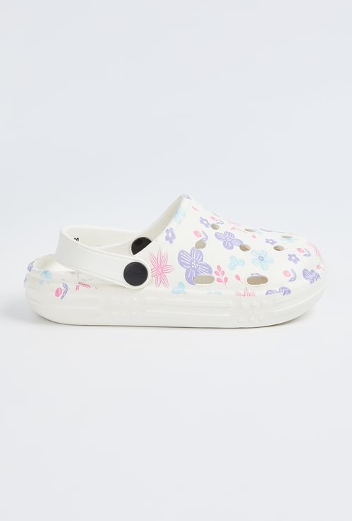 Girls Floral Print Clogs