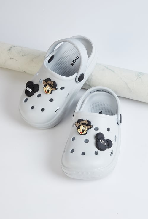 Boys Mickey Print Solid Clogs with Charms