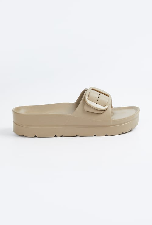 Women Buckle Sliders