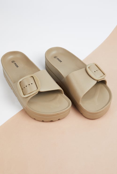 Women Buckle Sliders