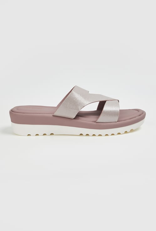 Women Metallic Finish Flatforms