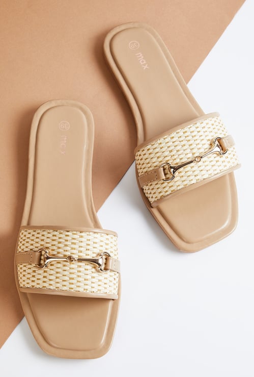 Women Woven Flats with Metal Upper