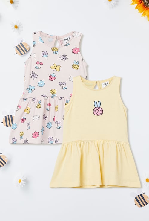 Girls Printed Dress - Pack of 2