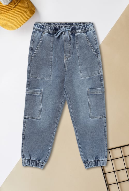 Boys Washed Denim Joggers