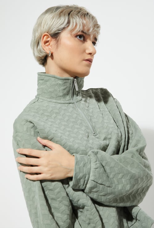 ALAYA F x URB_N Women Textured Boxy Fit Sweatshirt