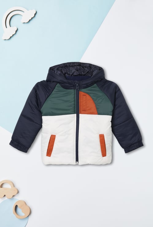 Boys Colourblock Hooded Bomber Jacket