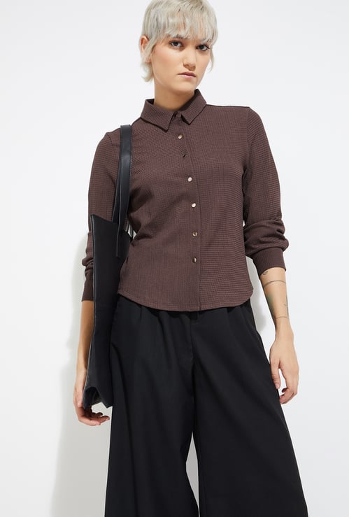 ALAYA F x URB_N Women Textured Regular Fit Shirt