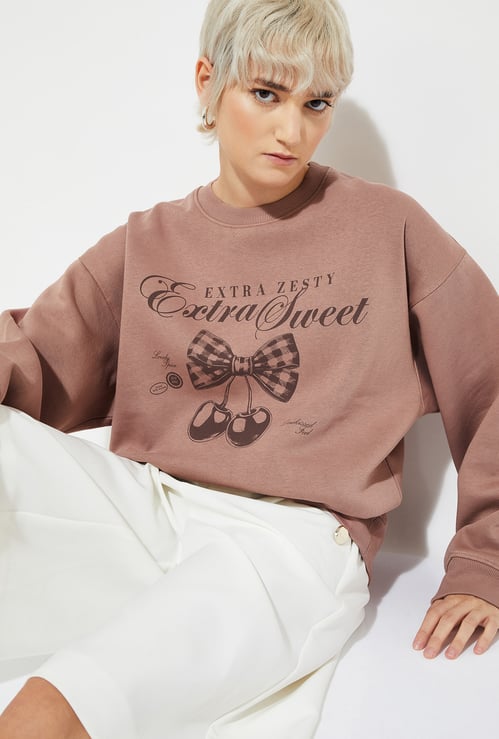 ALAYA F x URB_N Women Printed Oversized Sweatshirt