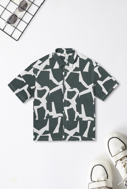 Boys Printed Oversized Shirt