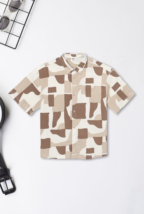 Boys Printed Oversized Shirt