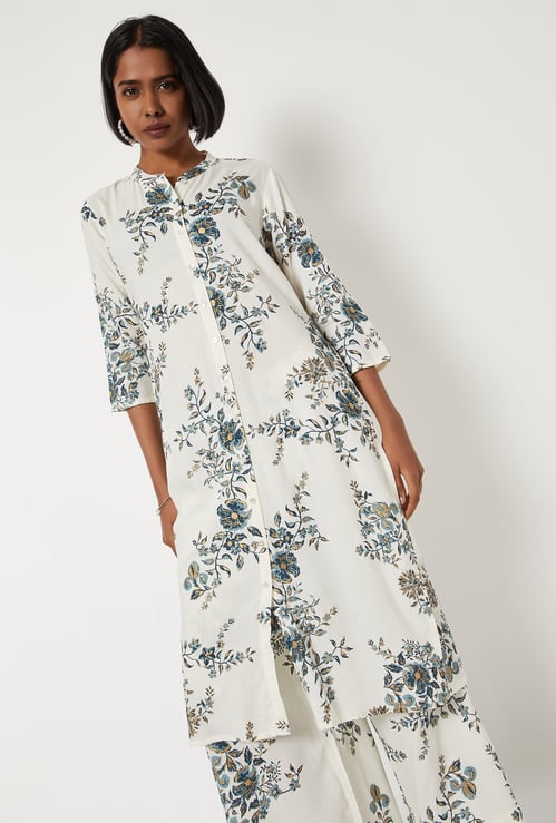 Women Foil Print Straight Kurta Set