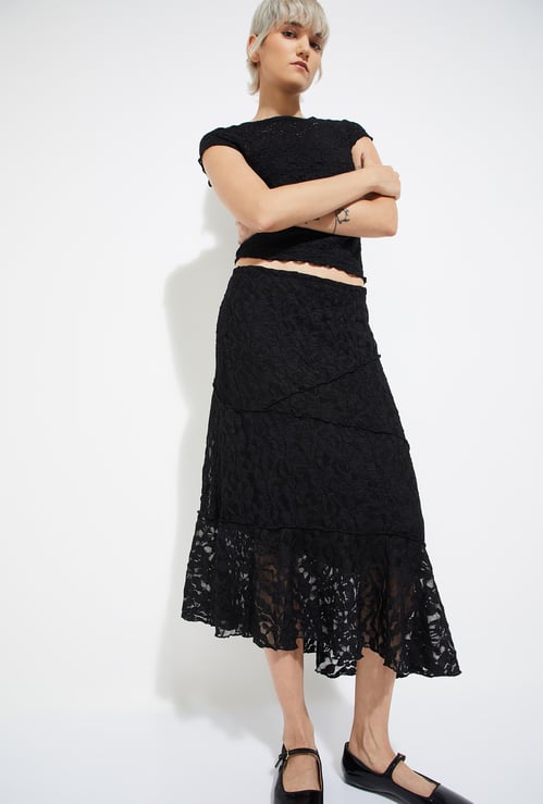 Women Lace A-line Midi Skirt