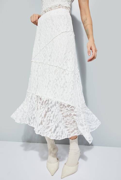 Women Lace A-line Midi Skirt