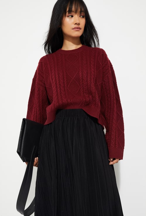 URB_N Women Cable Knit Sweater