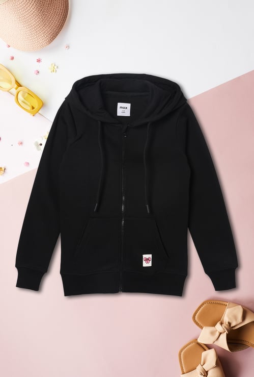 Girls Solid Hooded Sweatshirt