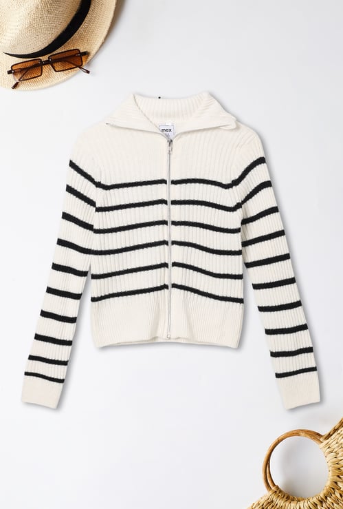 Girls Striped Cardigan