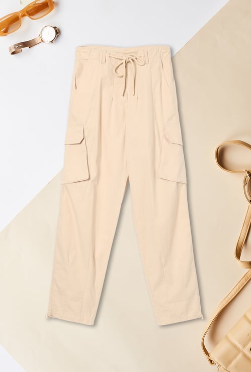 Girls Solid Parachute Cargos