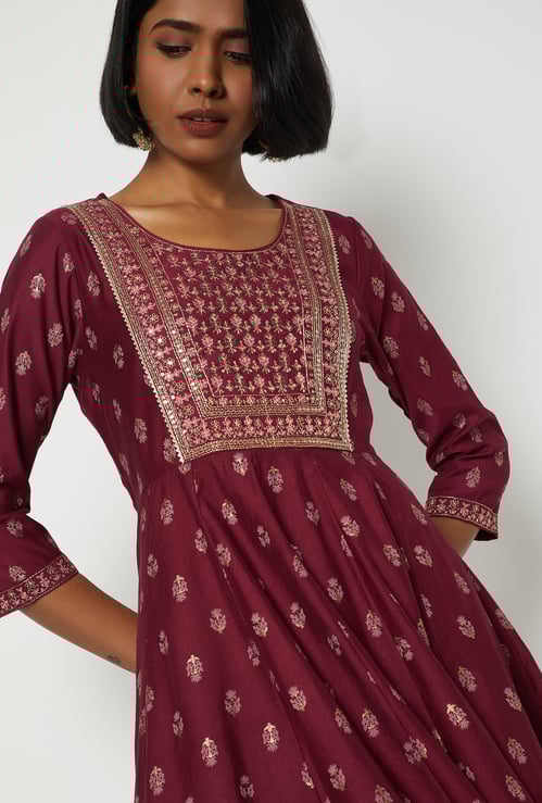 Women Embroidered A-line Kurta