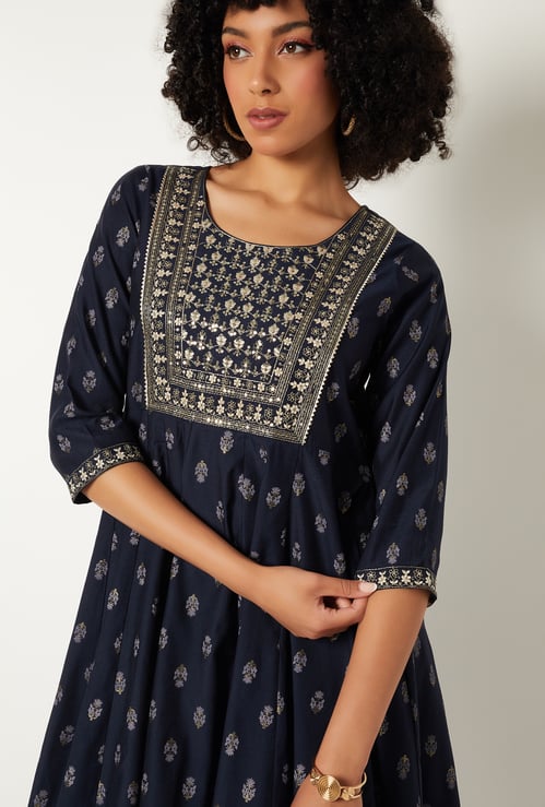 Women Embroidered A-line Kurta