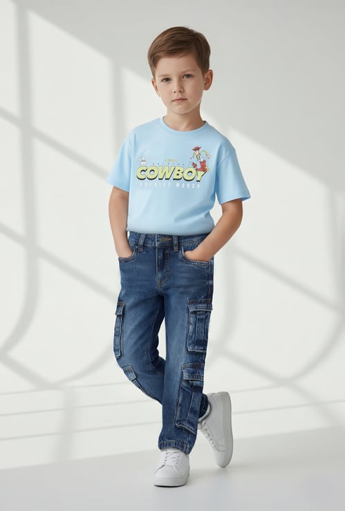 Boys Washed Loose Fit Denim Cargos