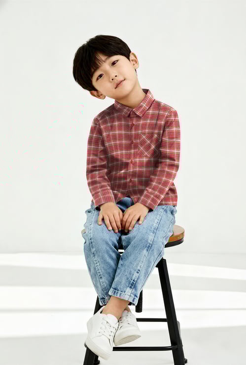 Boys Checked Oversized Shirt